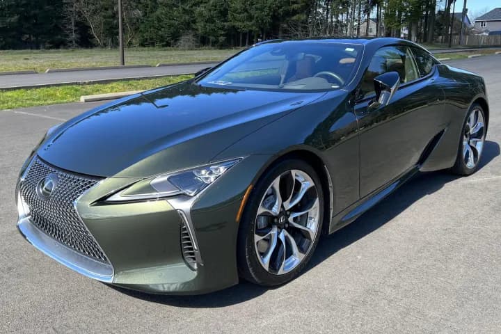 2021 Lexus LC 500, a dark green coupe, from the front